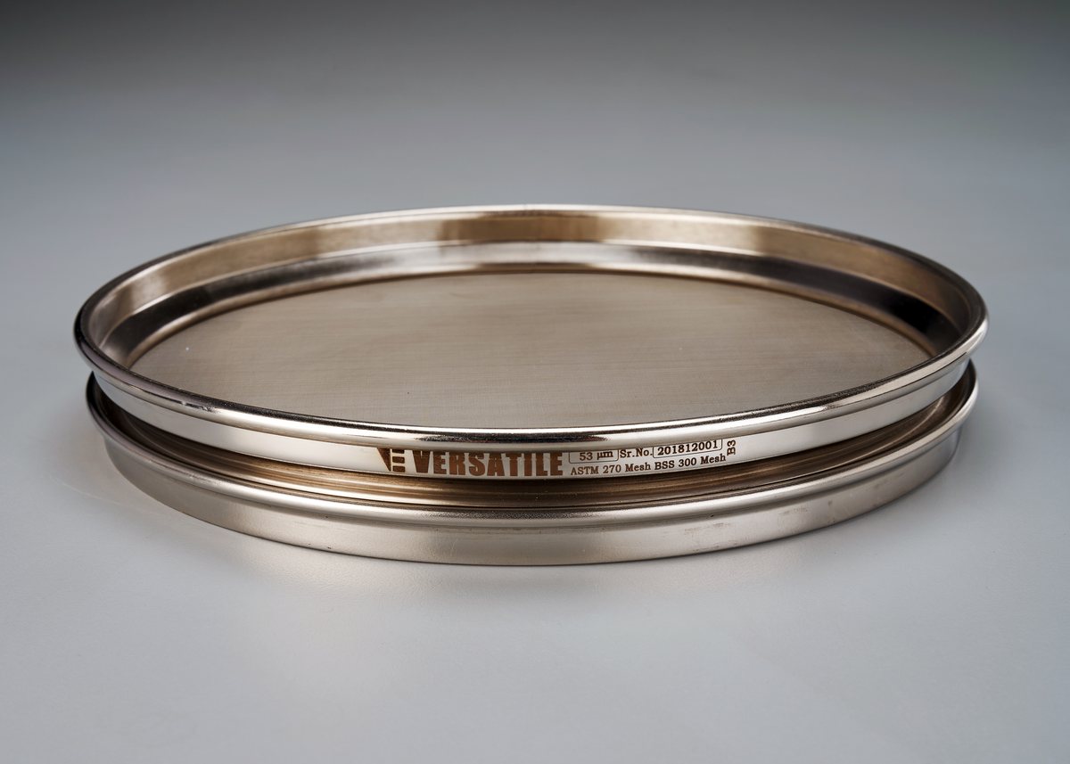 Versatile 53 micron test sieve with laser engraving