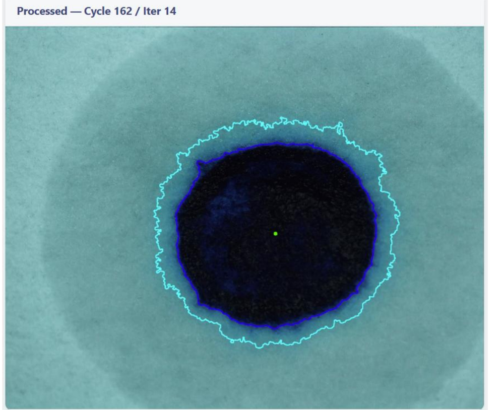 VMBD machine-vision detection of the methylene blue halo endpoint
